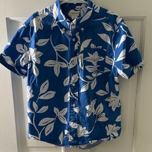 Crewcuts Blue and White Hawaiian Print Shirt